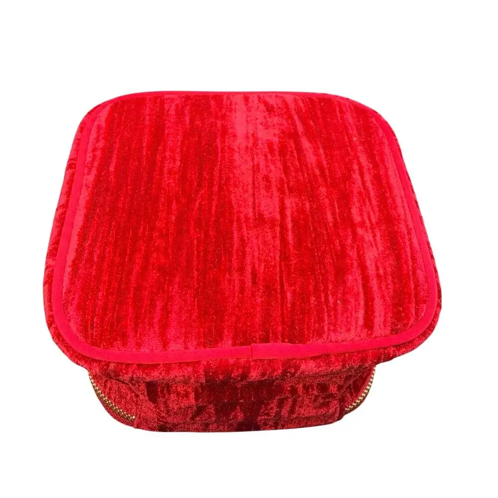Sézane Red Velvet Vanity Case Tassel Zip Cosmetic Makeup Travel Bag